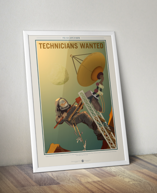 Retro Space Travel Posters - Technicians Wanted