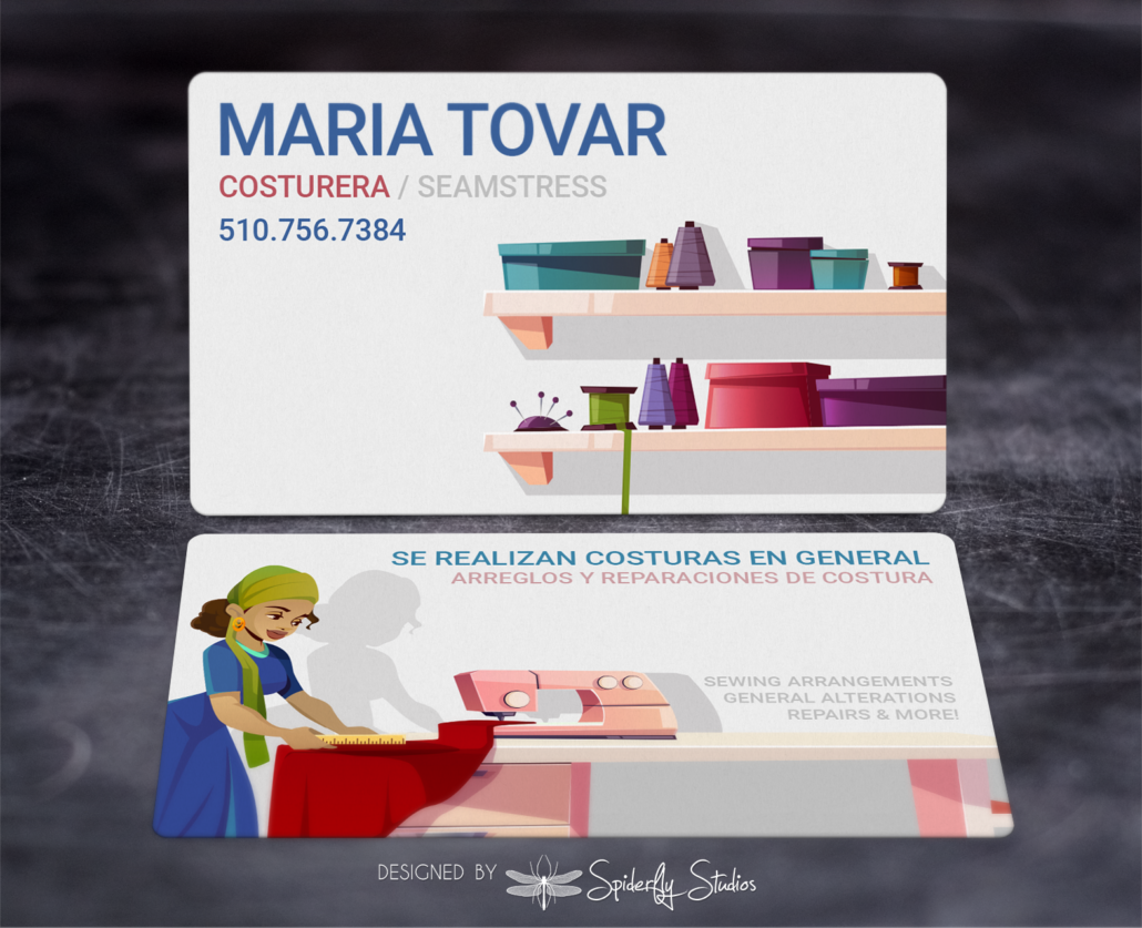 Maria Tovar - Seamstress - Business Cards - Spiderfly Studios
